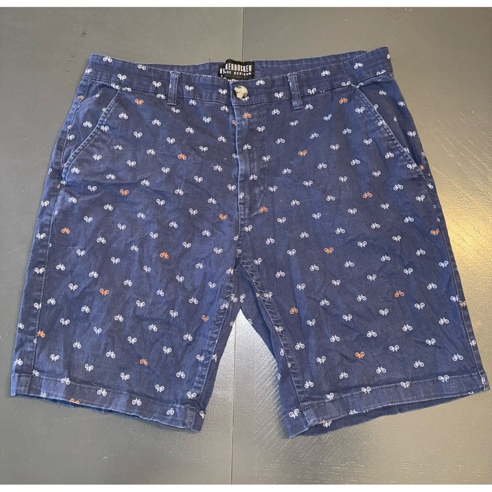 Knickerbocker Vintage Design ++Flex Mens Size‎ 36 Shorts Blue With Bicycles